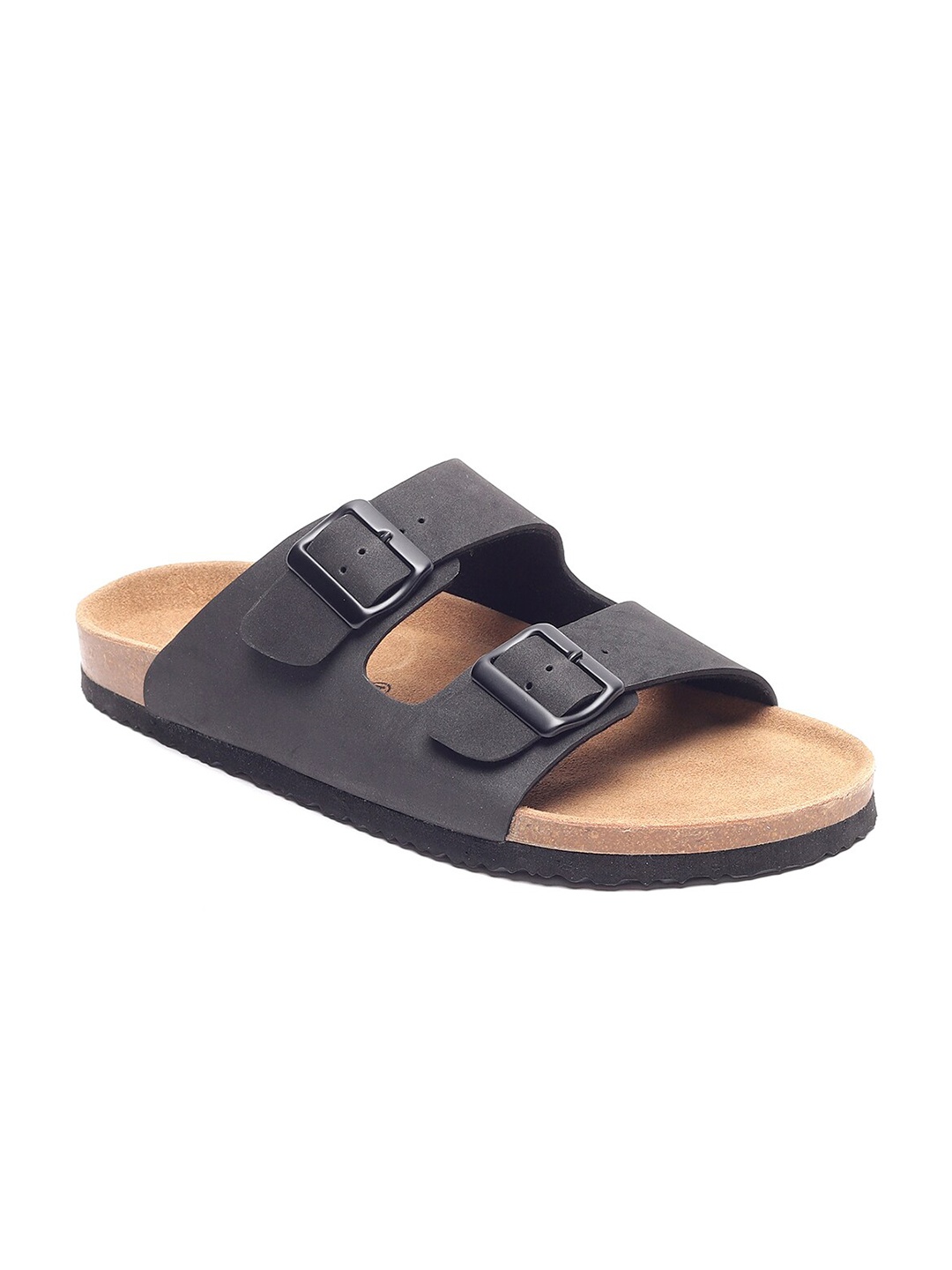 

HF JOURNEY Men Textured Comfort Sandals, Black