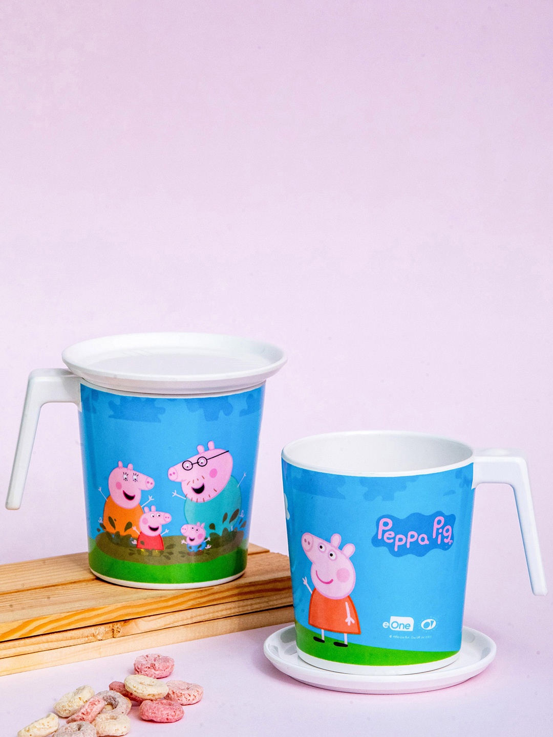 

Servewell White & Blue 4 Pieces Peppa Pig Printed Melamine Glossy Mugs-320ml
