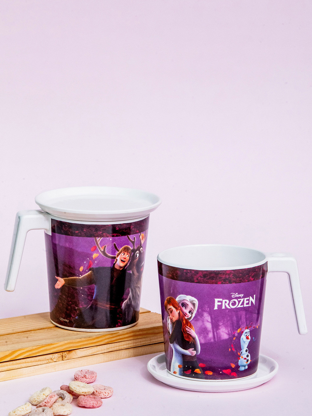 

Servewell White 4 Pcs Disney Frozen Princess Printed Melamine Glossy Mugs-320ml