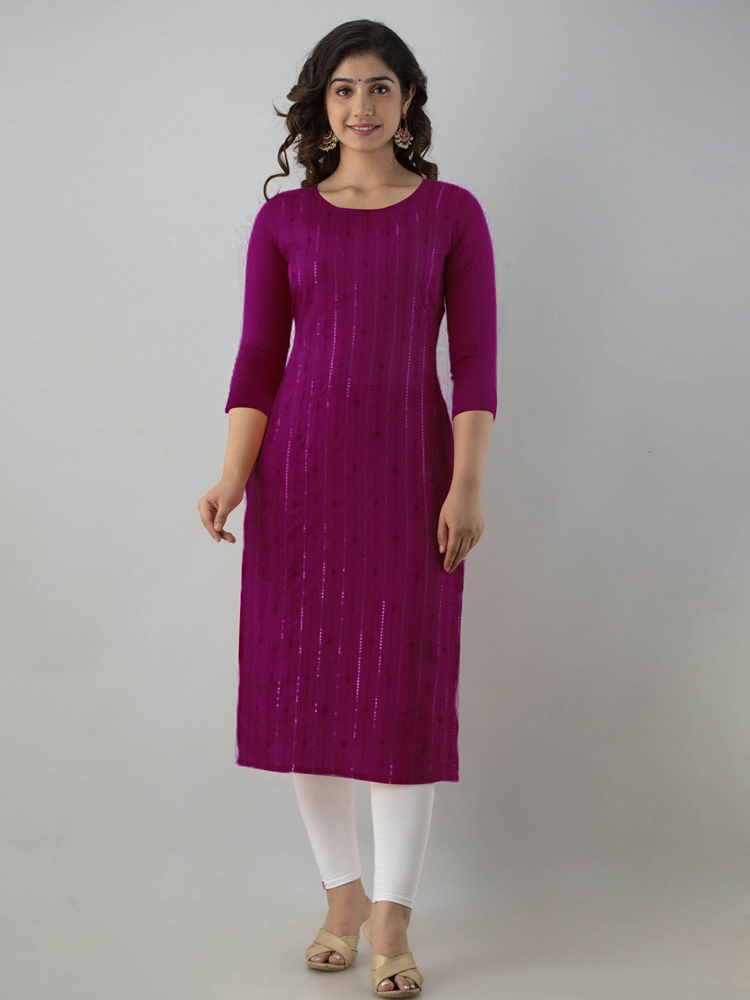 

Femvy Embroidered Sequinned Kurti, Burgundy