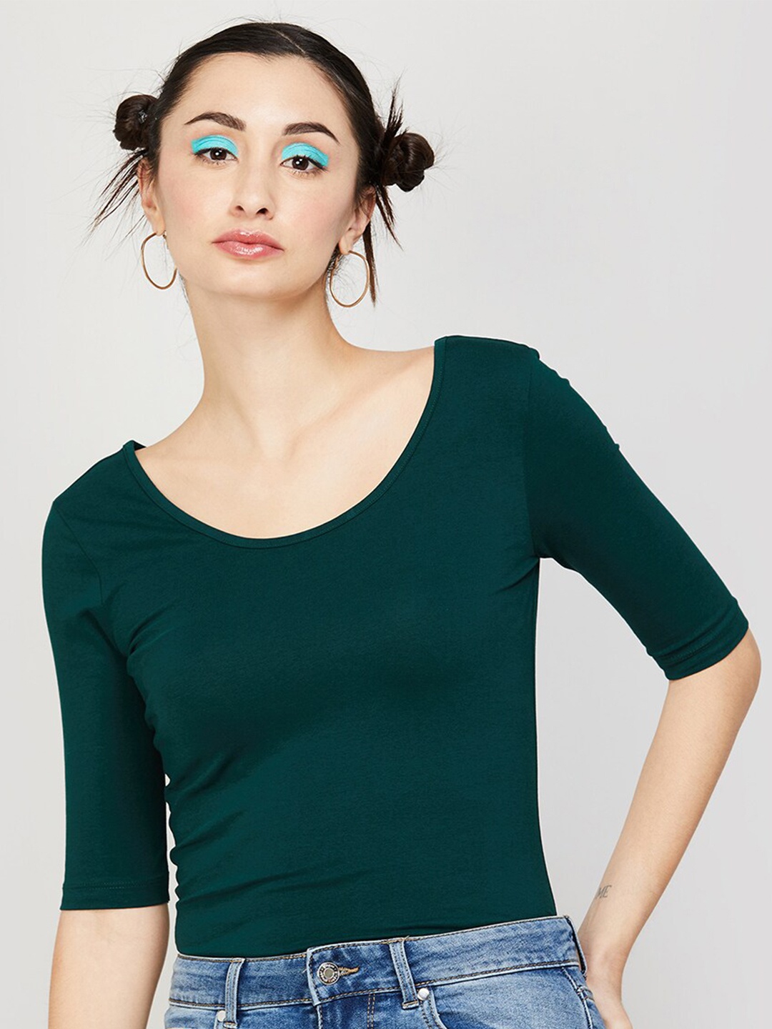 

Ginger by Lifestyle Scoop Neck Cotton Top, Green