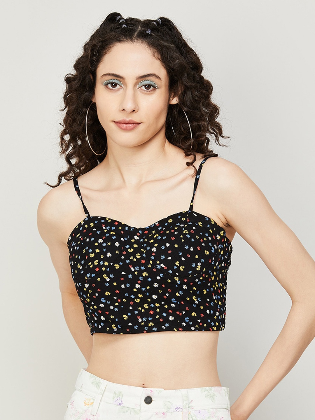 

Ginger by Lifestyle Floral Print Bralette Crop Top, Black