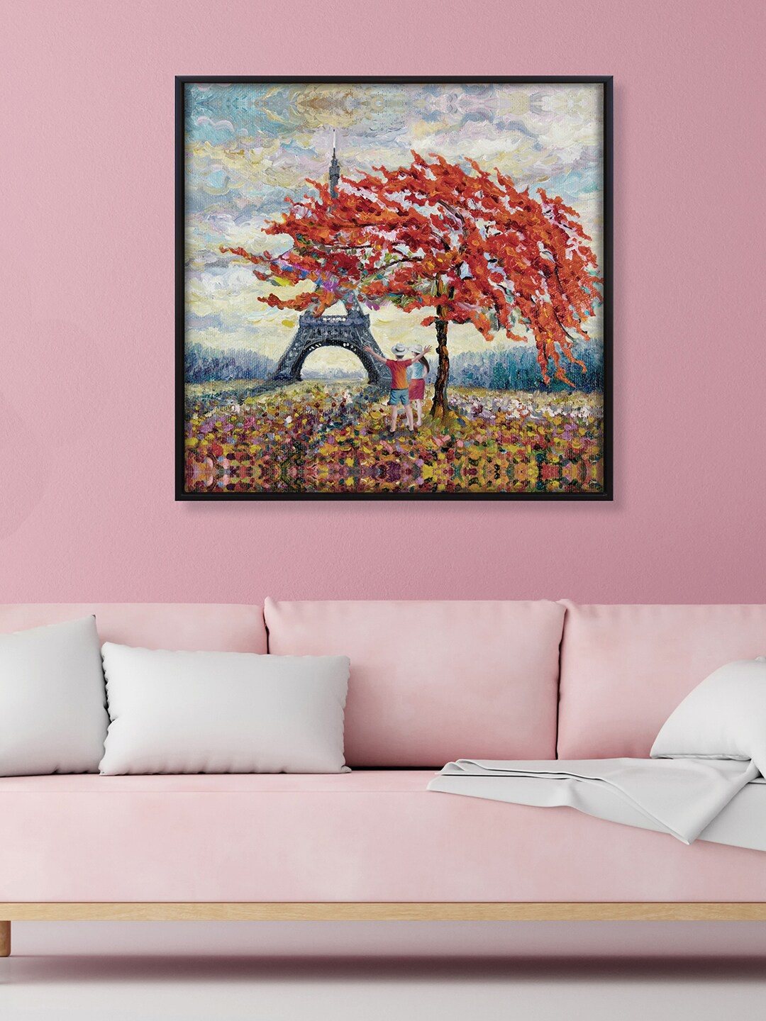 

RANDOM Red & Grey Wooden Framed Attractive Abstract Tree Wall Art Painting