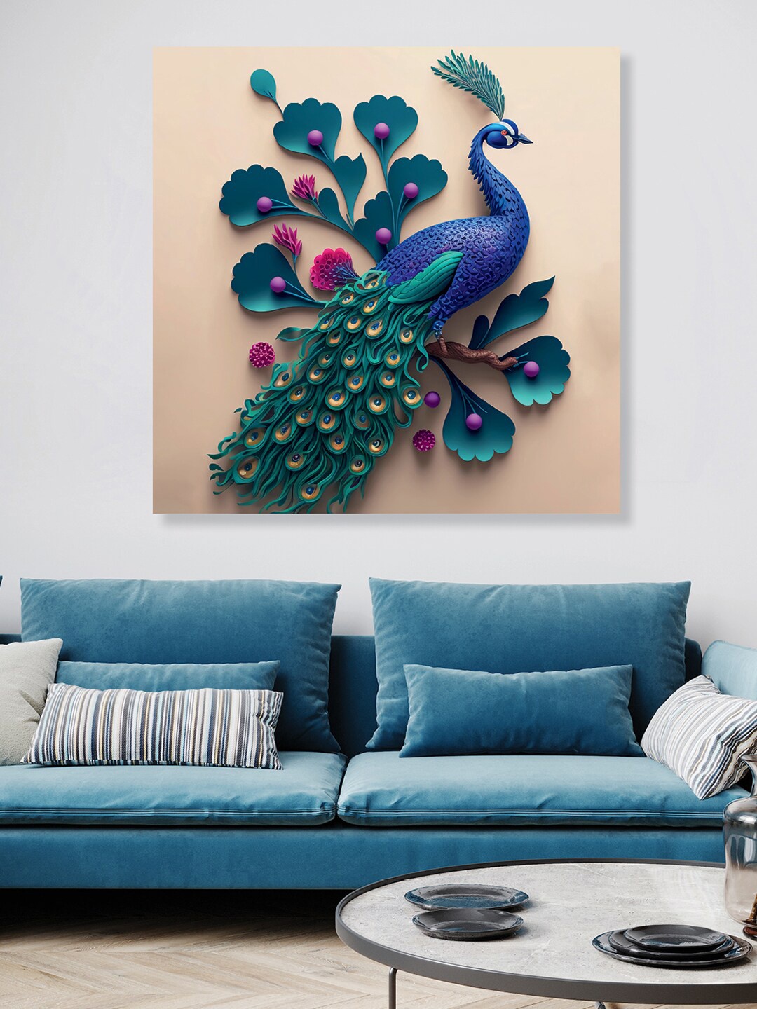 

RANDOM Green Peacock Bird Canvas Wall Art
