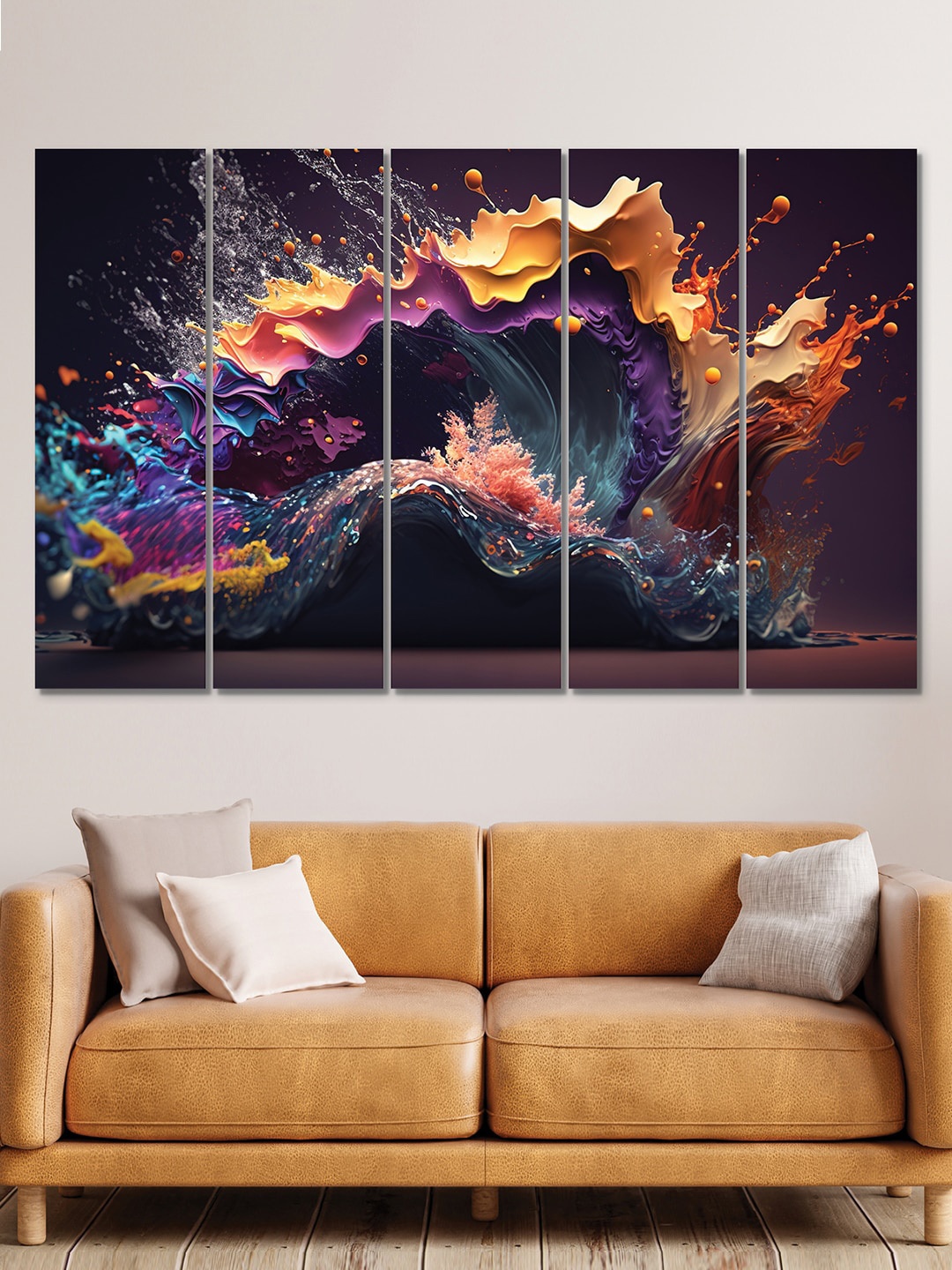 

RANDOM 5 Pieces Violet Flower MDF Vinyle Painting