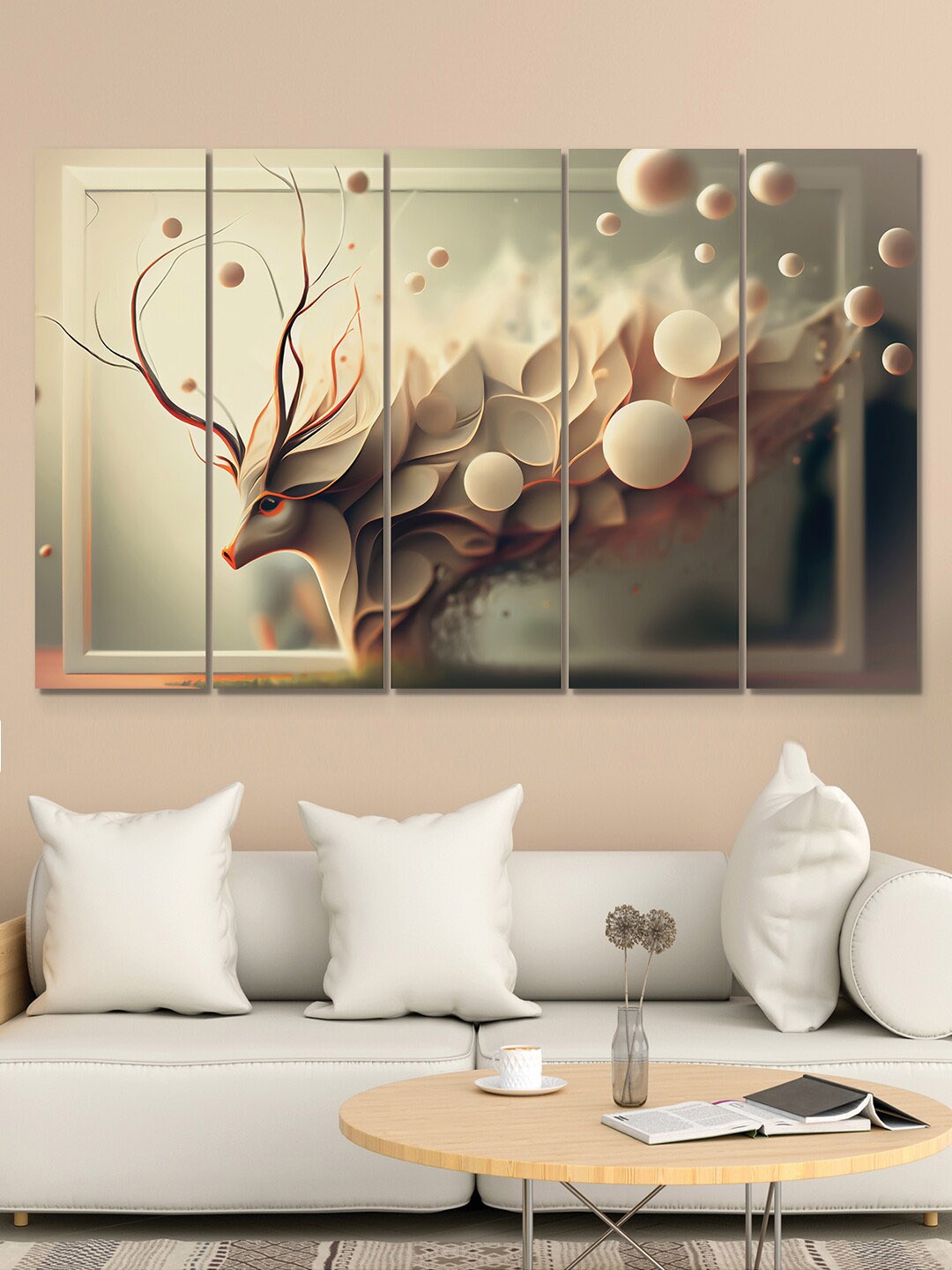 

RANDOM 5 Pieces Khaki 3D Deer Painting MDF Vinyle Painting