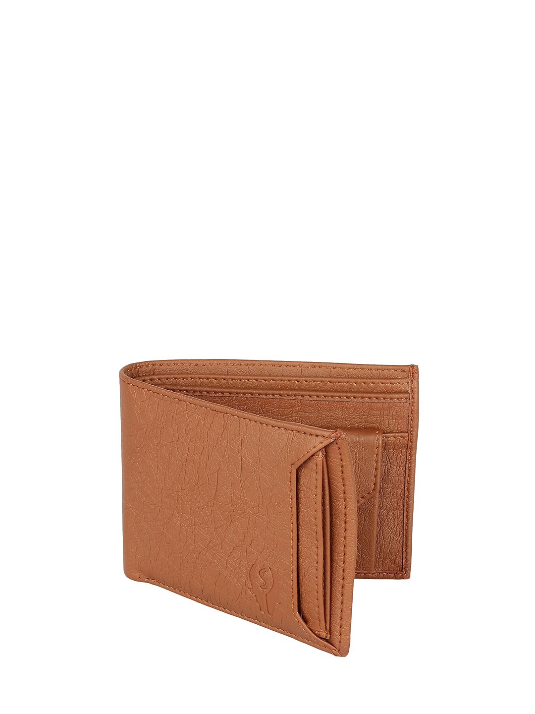 

SAMTROH Men Textured Brand Logo Two Fold Wallet, Tan