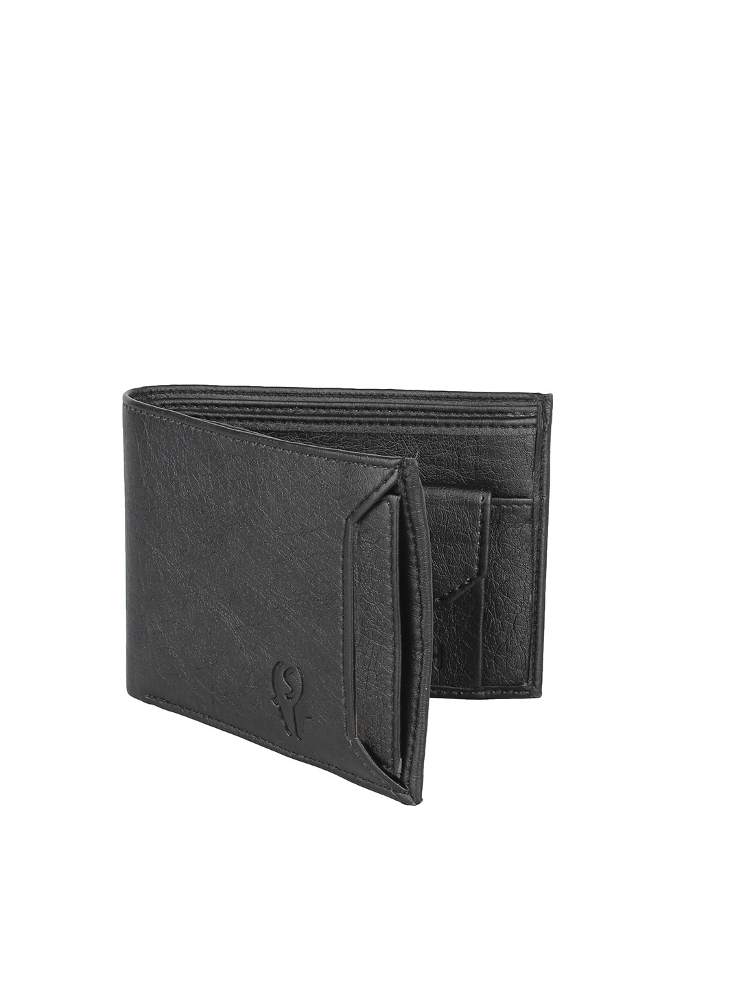 

SAMTROH Men Textured Brand Logo Two Fold Wallet, Black