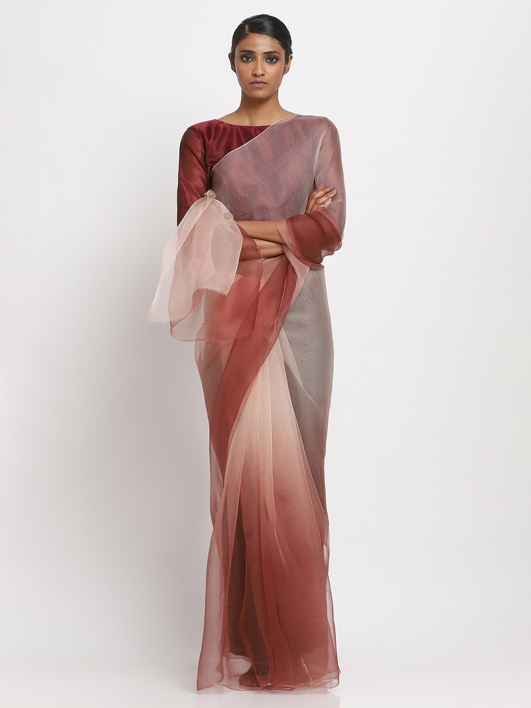 

VIA EAST Ombre Dyed Organza Saree, Pink