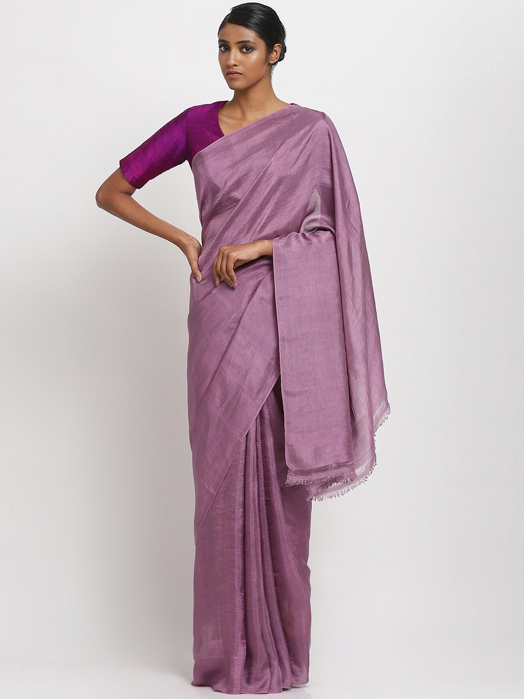 

VIA EAST Pure Silk Saree, Purple