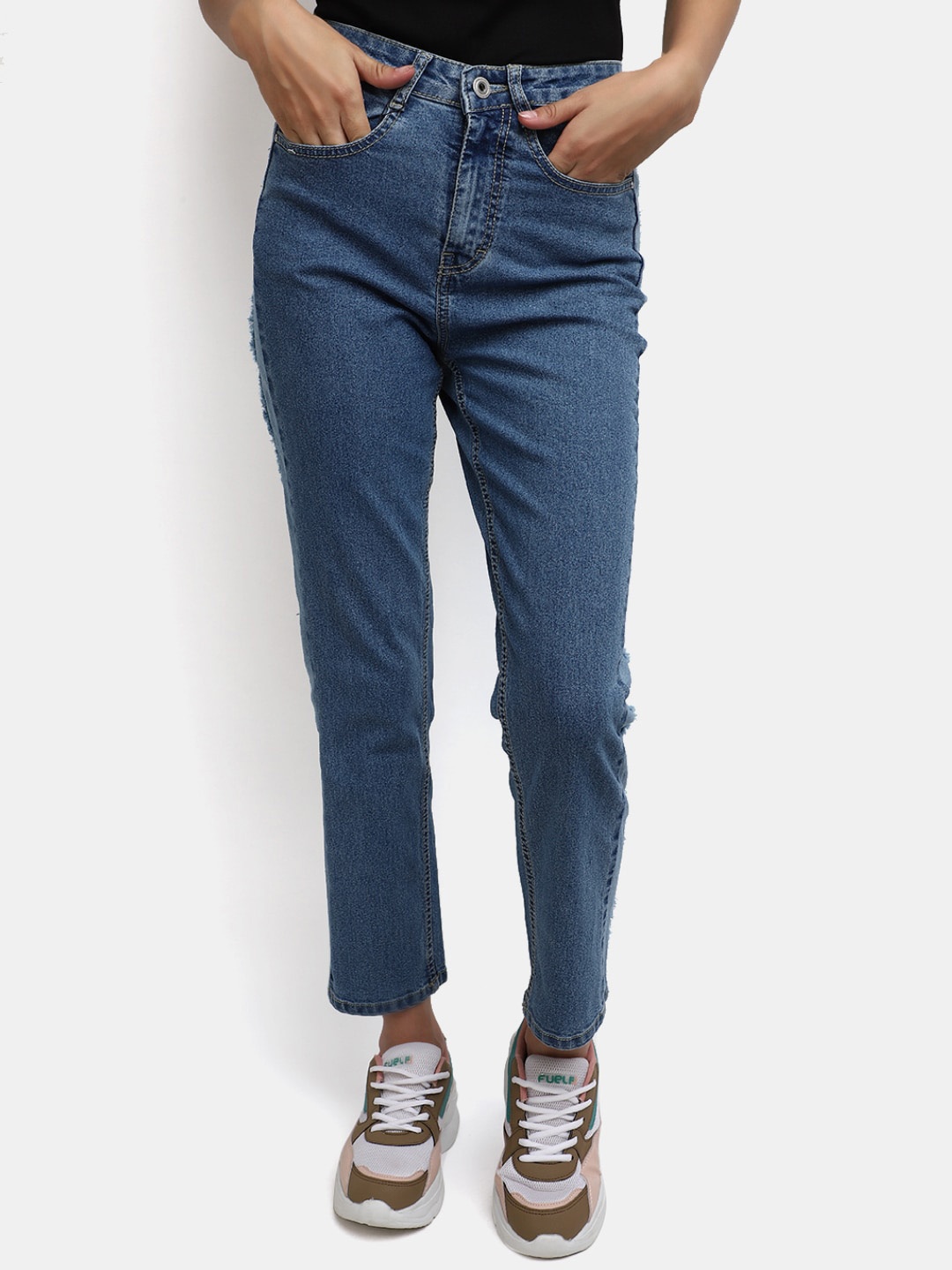 

V-Mart Women High-Rise Cotton Jeans, Blue