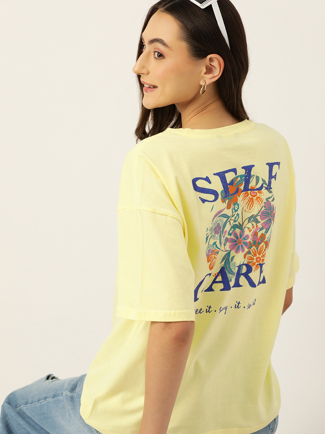 

DressBerry Printed Pure Cotton T-shirt, Yellow