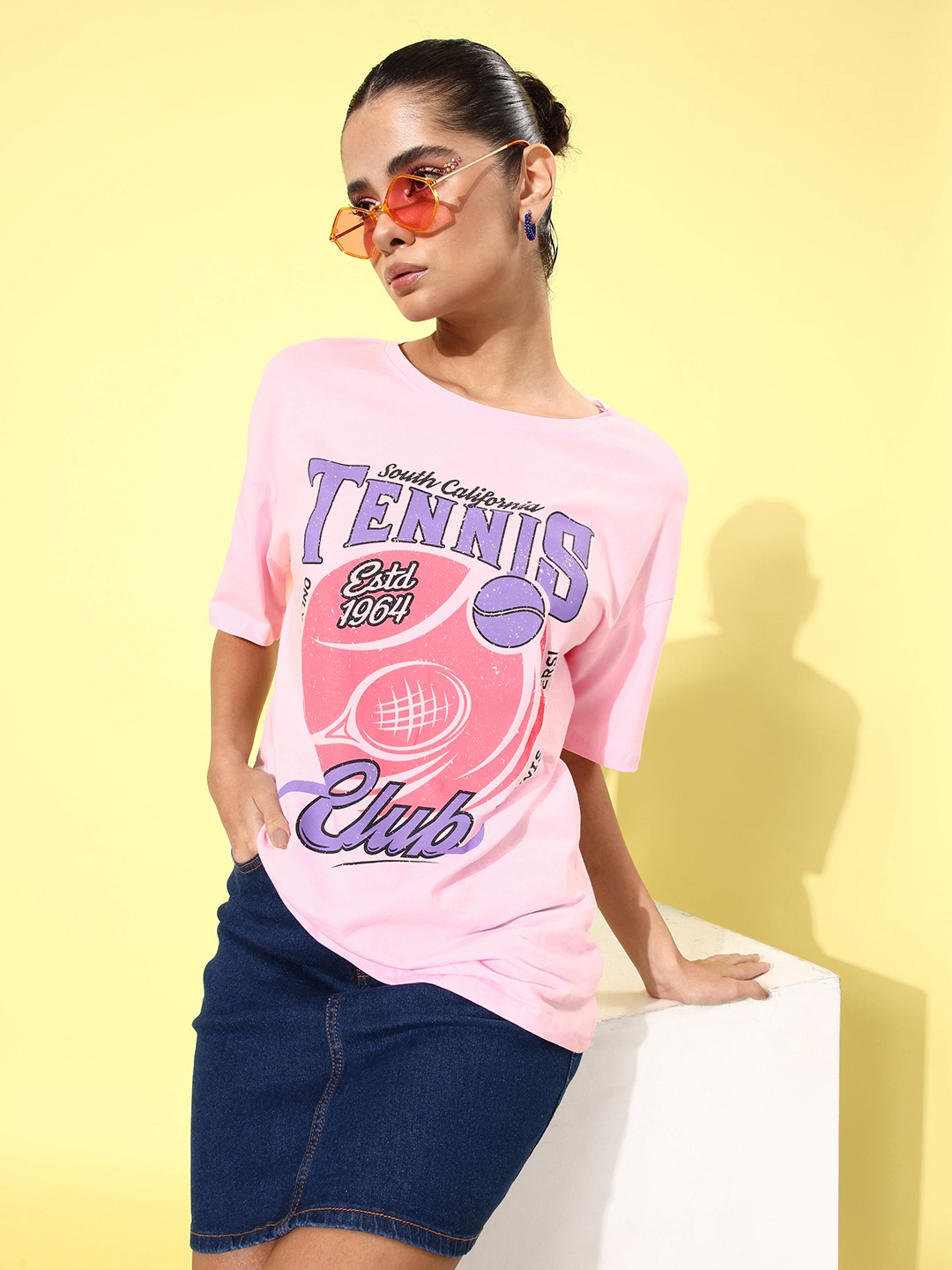 

DressBerry Typography Printed Pure Cotton T-shirt, Pink