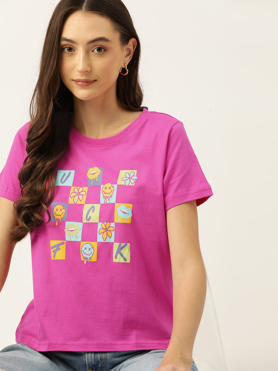 

DressBerry Printed Pure Cotton T-shirt, Pink
