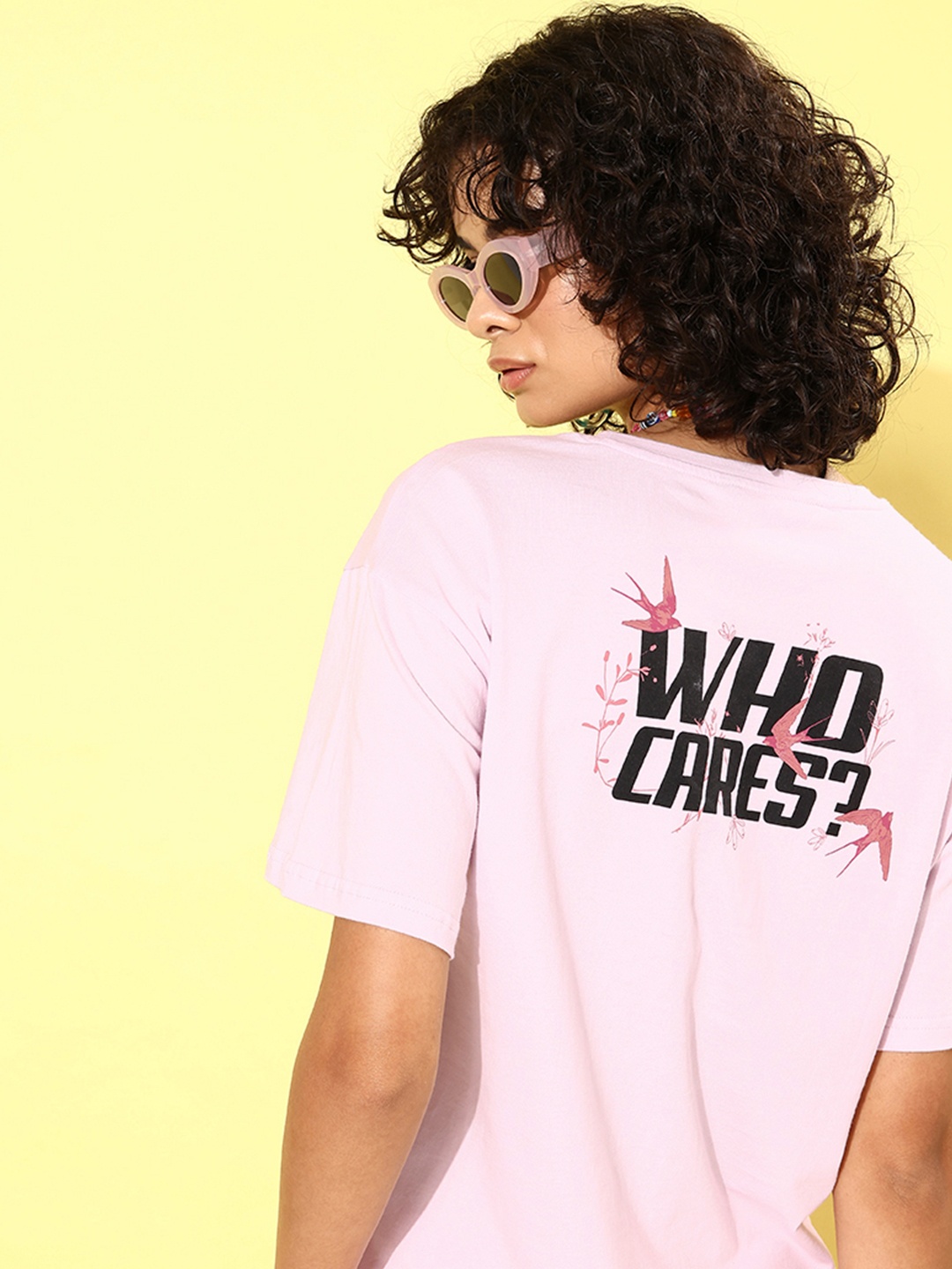 

DressBerry Graphic Printed Pure Cotton T-shirt, Lavender