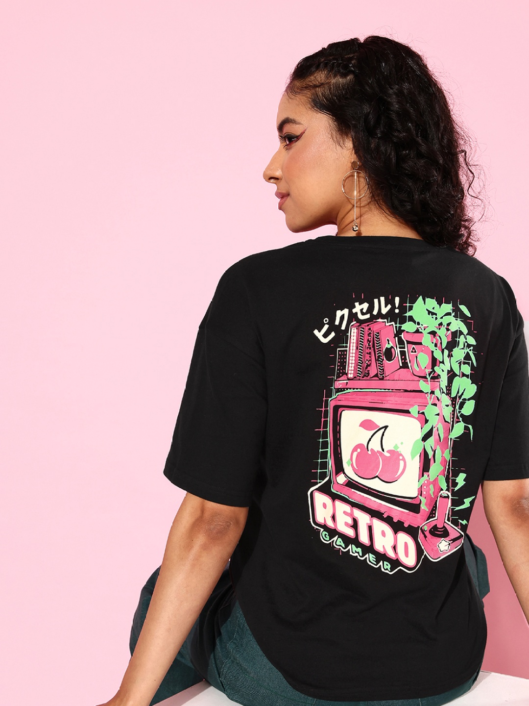 

Dressberry Graphic Printed Pure Cotton T-shirt, Black