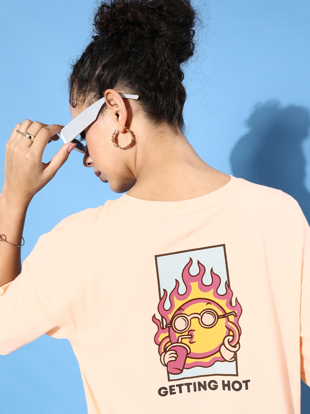 

DressBerry Graphic Printed Pure Cotton T-shirt, Peach
