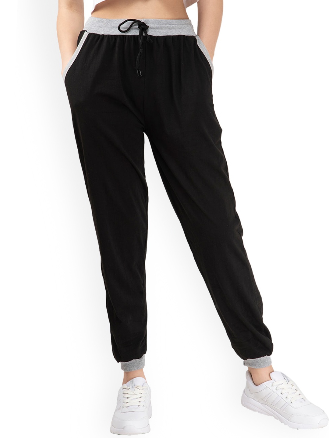 

IndiWeaves Women Pure Cotton Joggers, Black