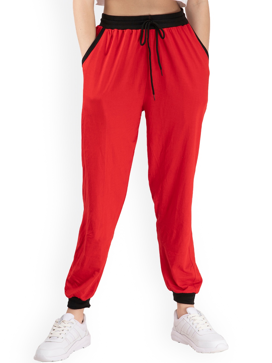 

IndiWeaves Women Pure Cotton Joggers, Red