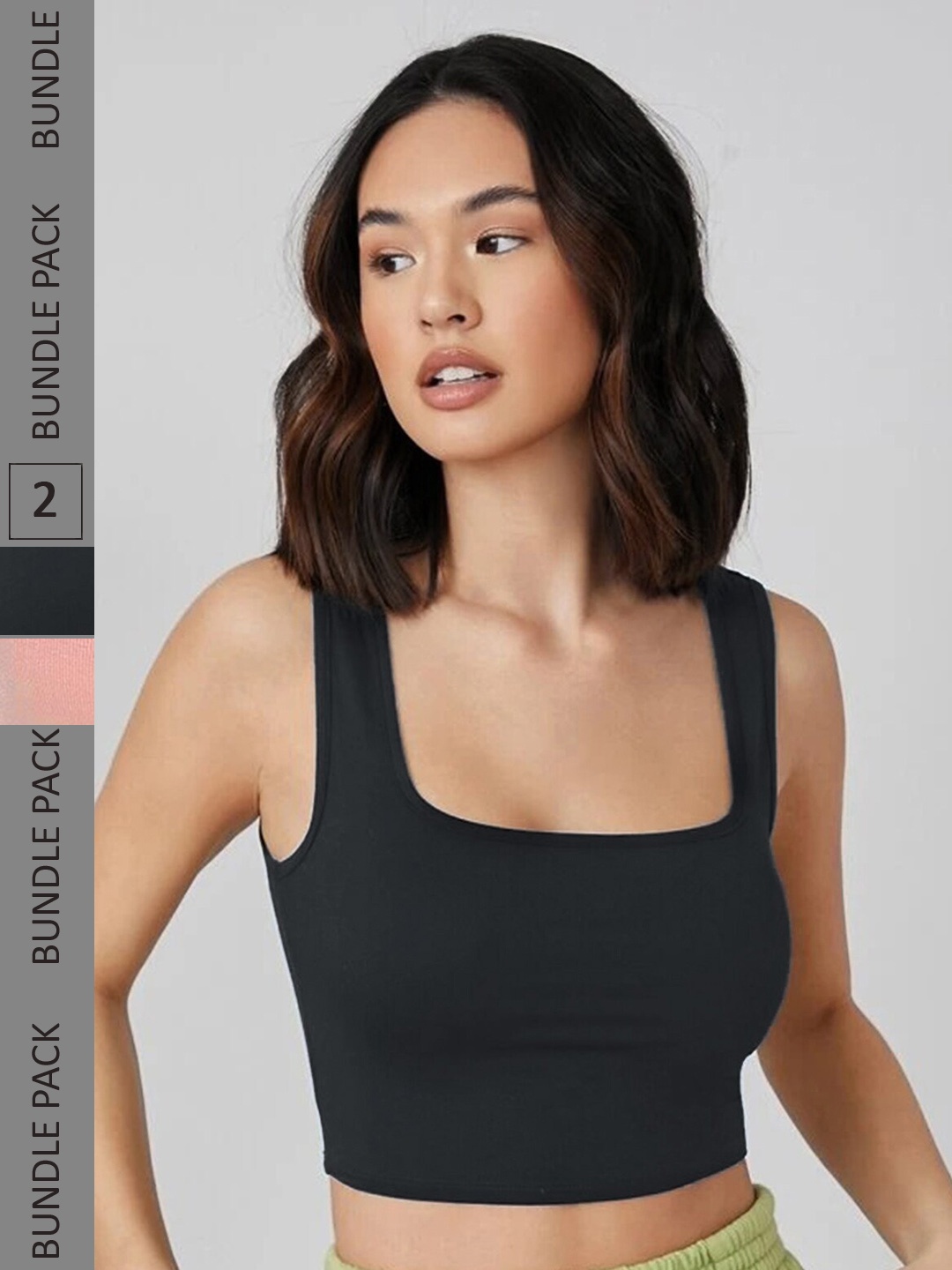 

Selvia Pack Of 2 Tank Crop Top, Black