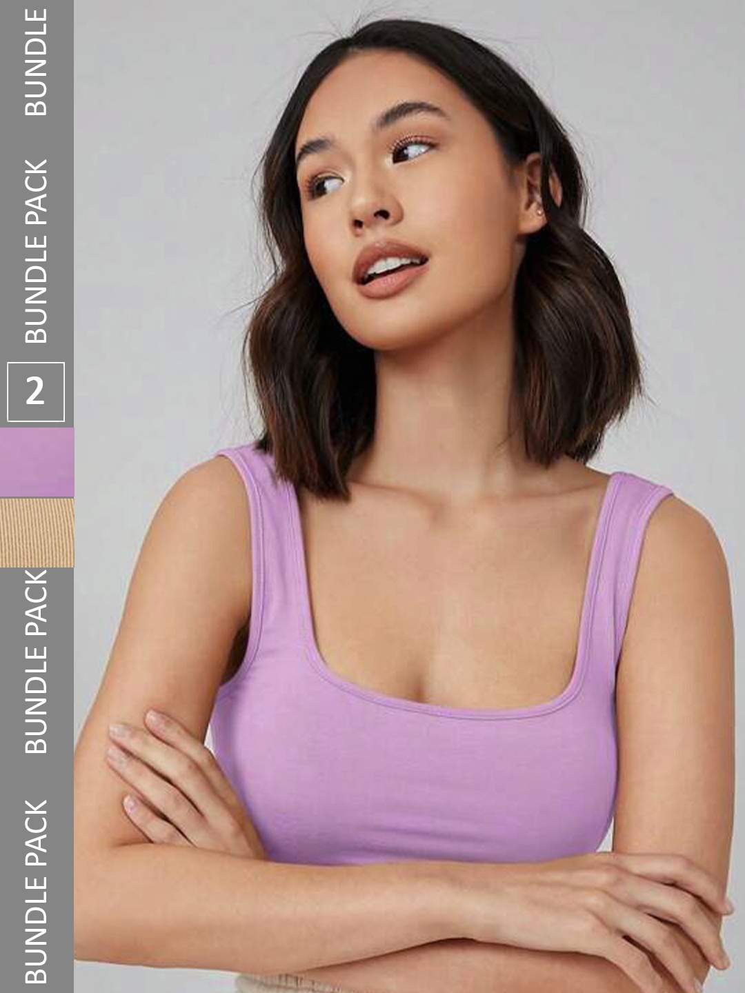 

Selvia Pack Of 2 Ribbed Tank Crop Top, Lavender