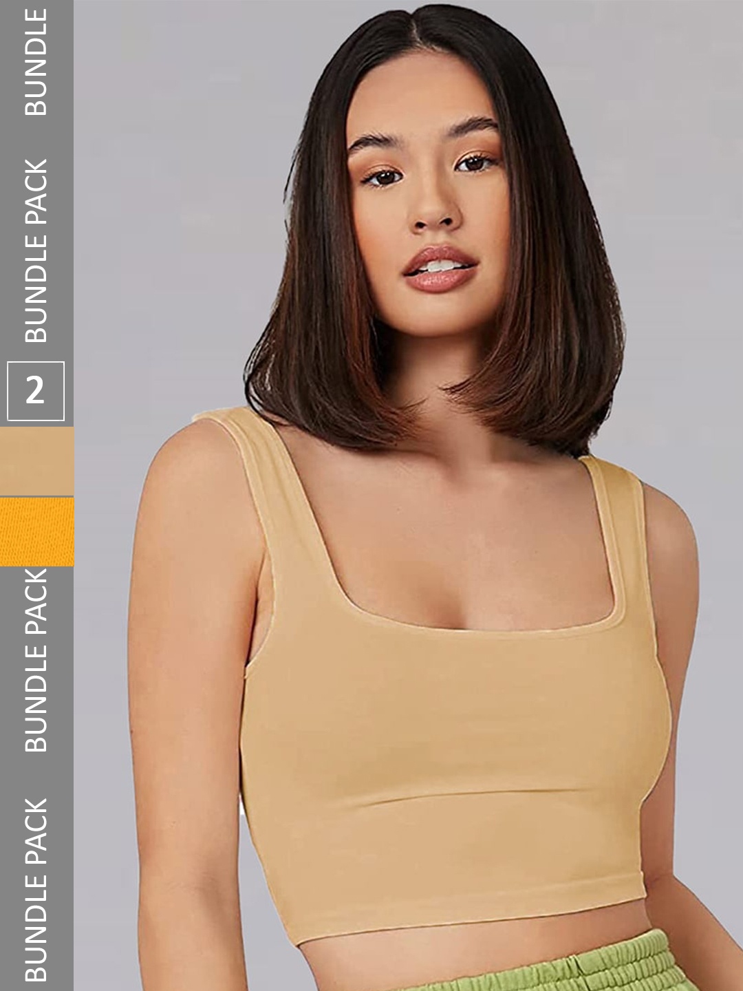 

Selvia Pack Of 2 Crop Sleeveless Top, Beige