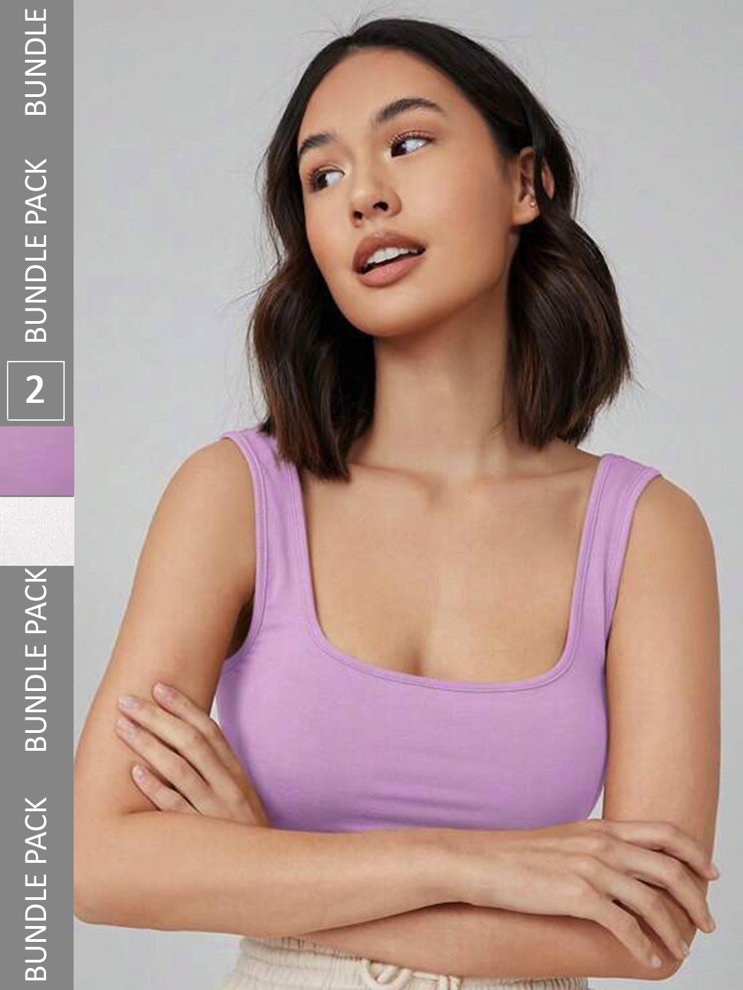 

Selvia Pack Of 2 Tank Crop Tops, Lavender