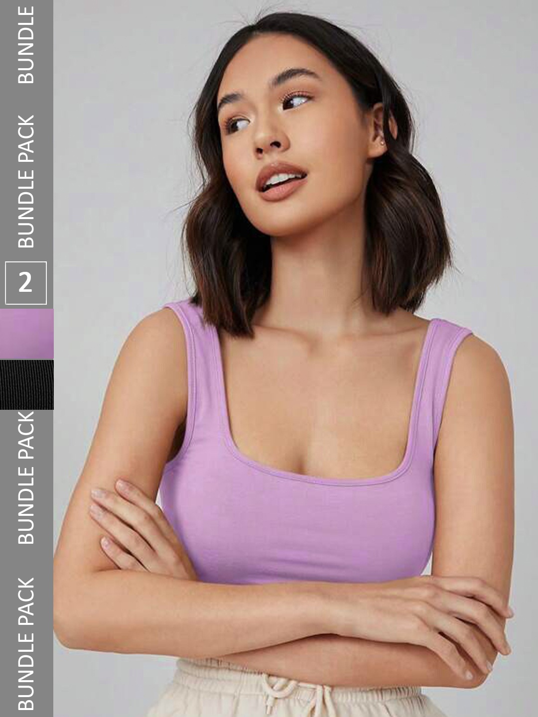 

Selvia Pack Of 2 Tank Crop Top, Lavender
