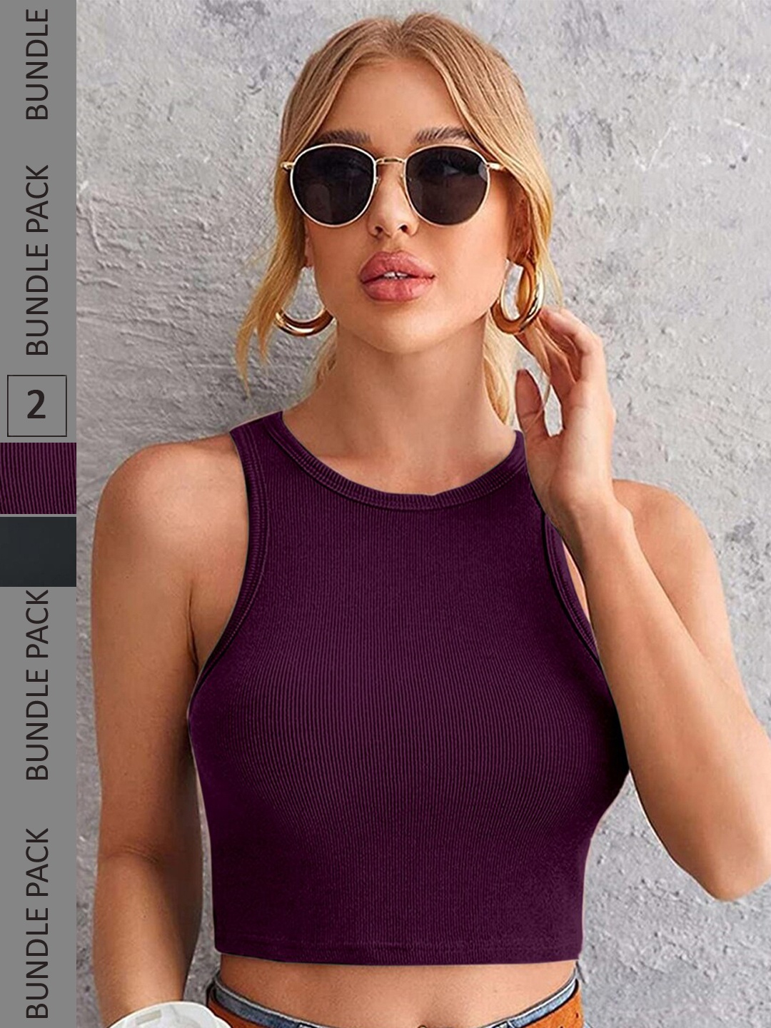 

Selvia Pack Of 2 Tank Crop Top, Black