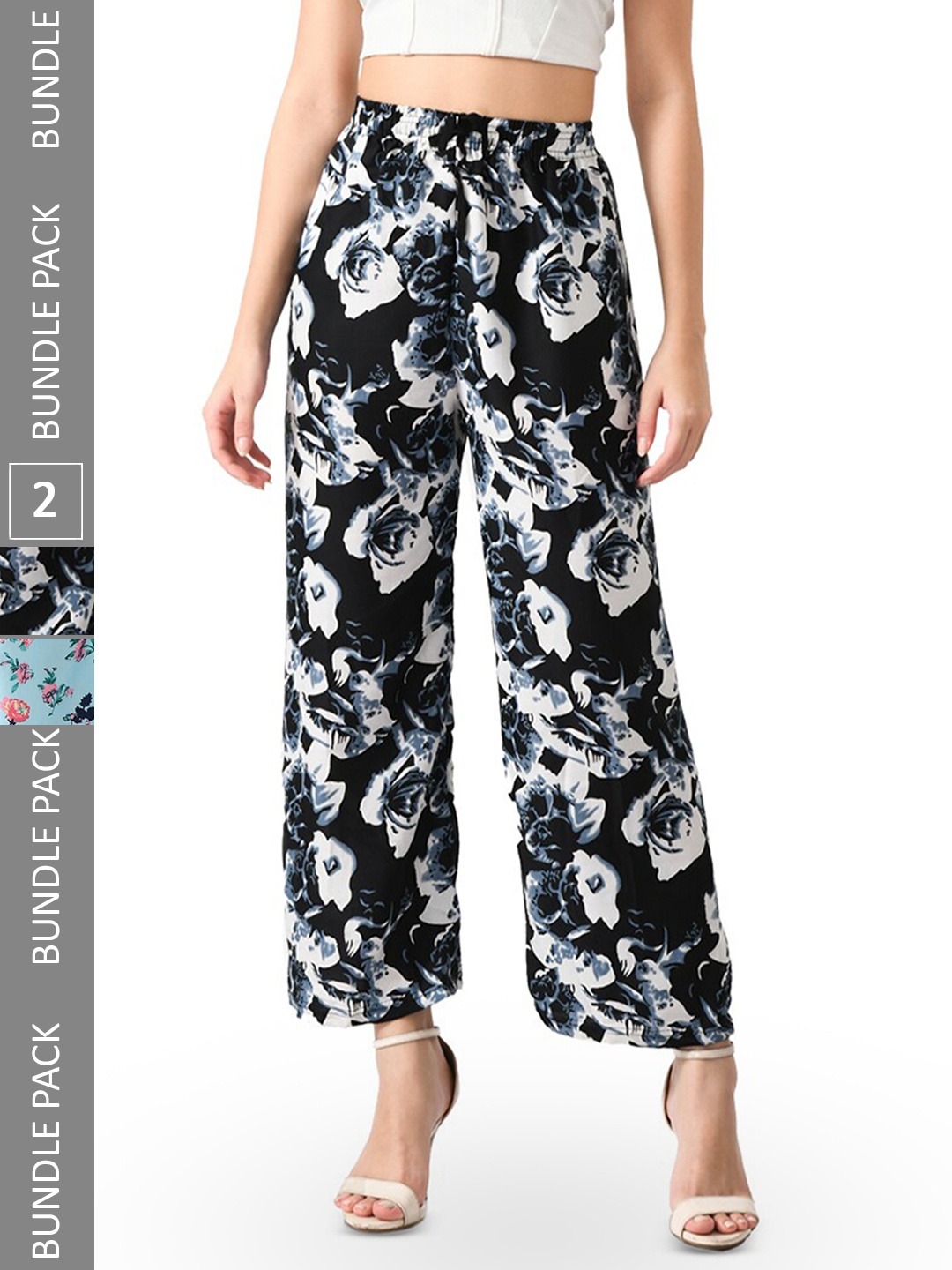 

IndiWeaves Women Pack Of 2 Printed Palazzos, White