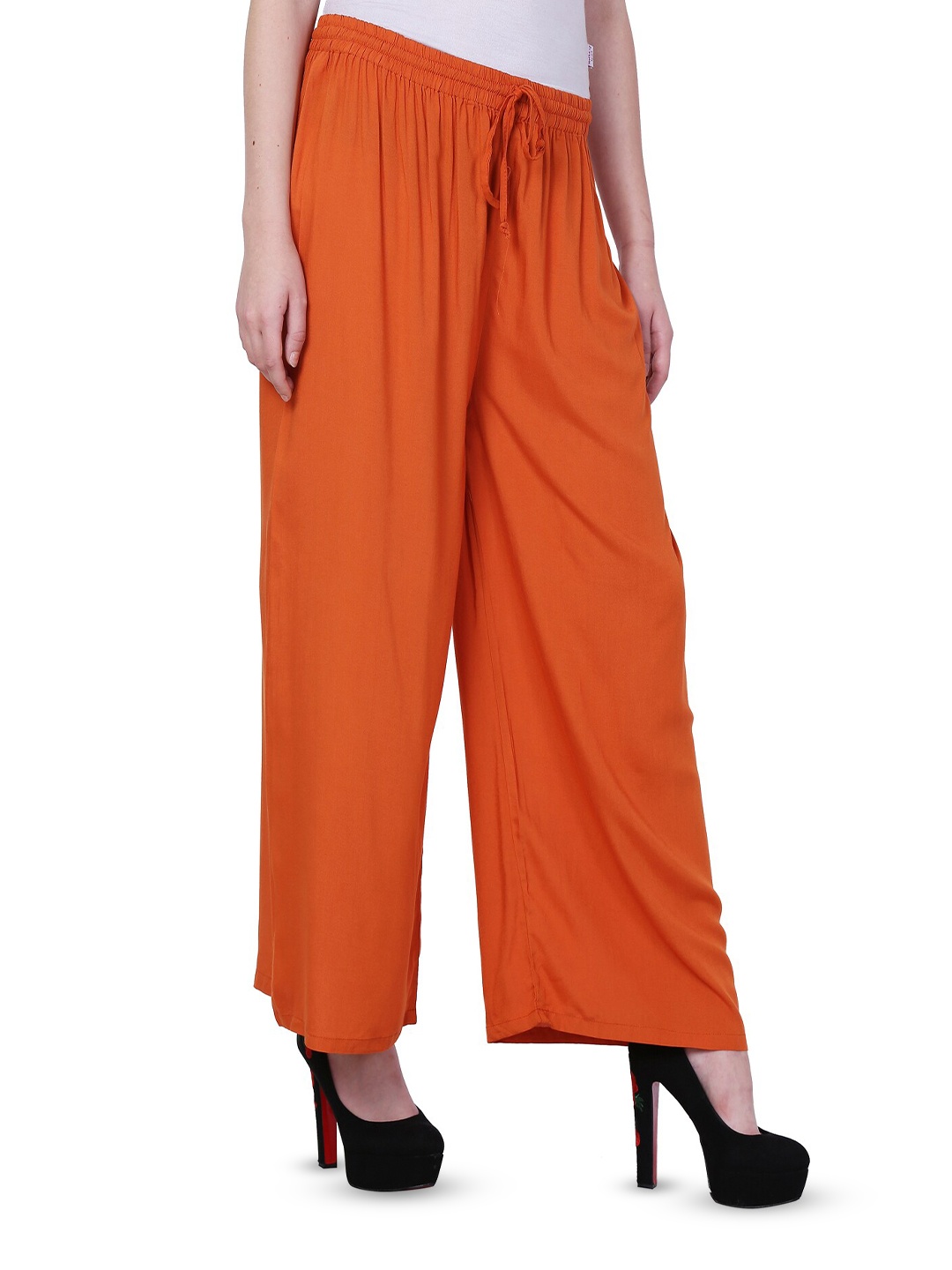 

IndiWeaves Women Flared Palazzos, Orange