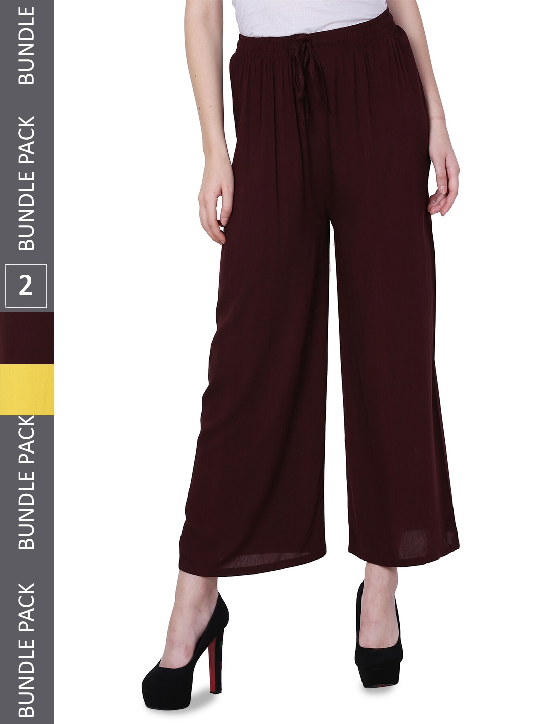 

IndiWeaves Women Pack Of 2 Straight Palazzos, Maroon