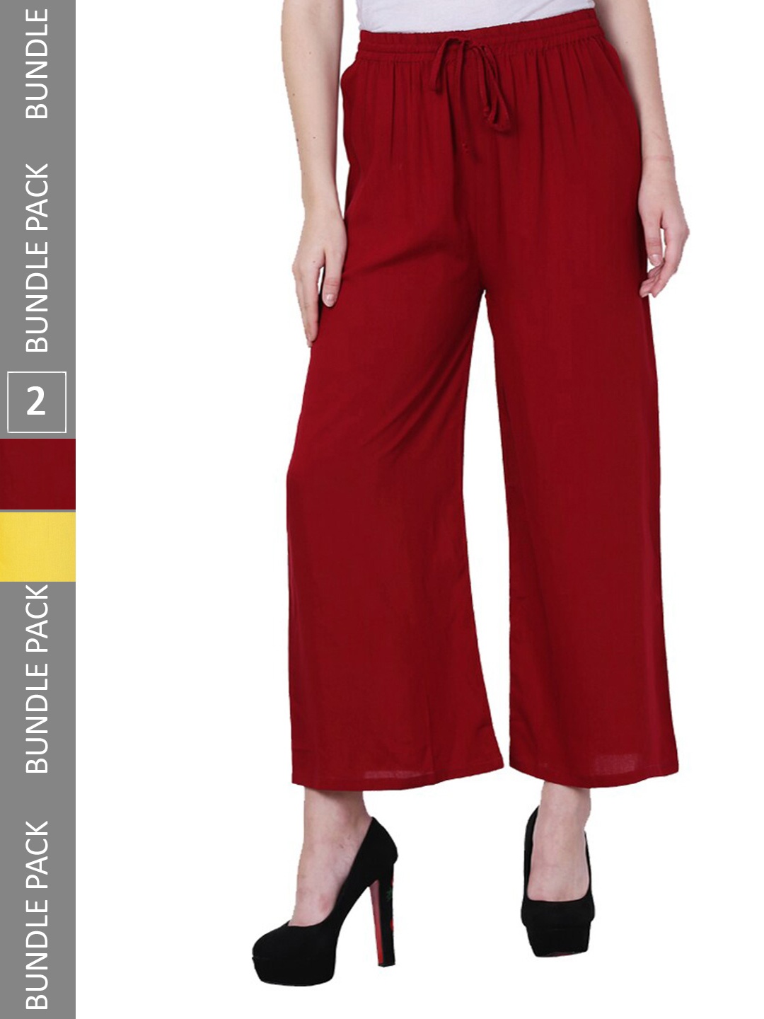 

IndiWeaves Women Pack Of 2 Straight Fit Palazzos, Maroon