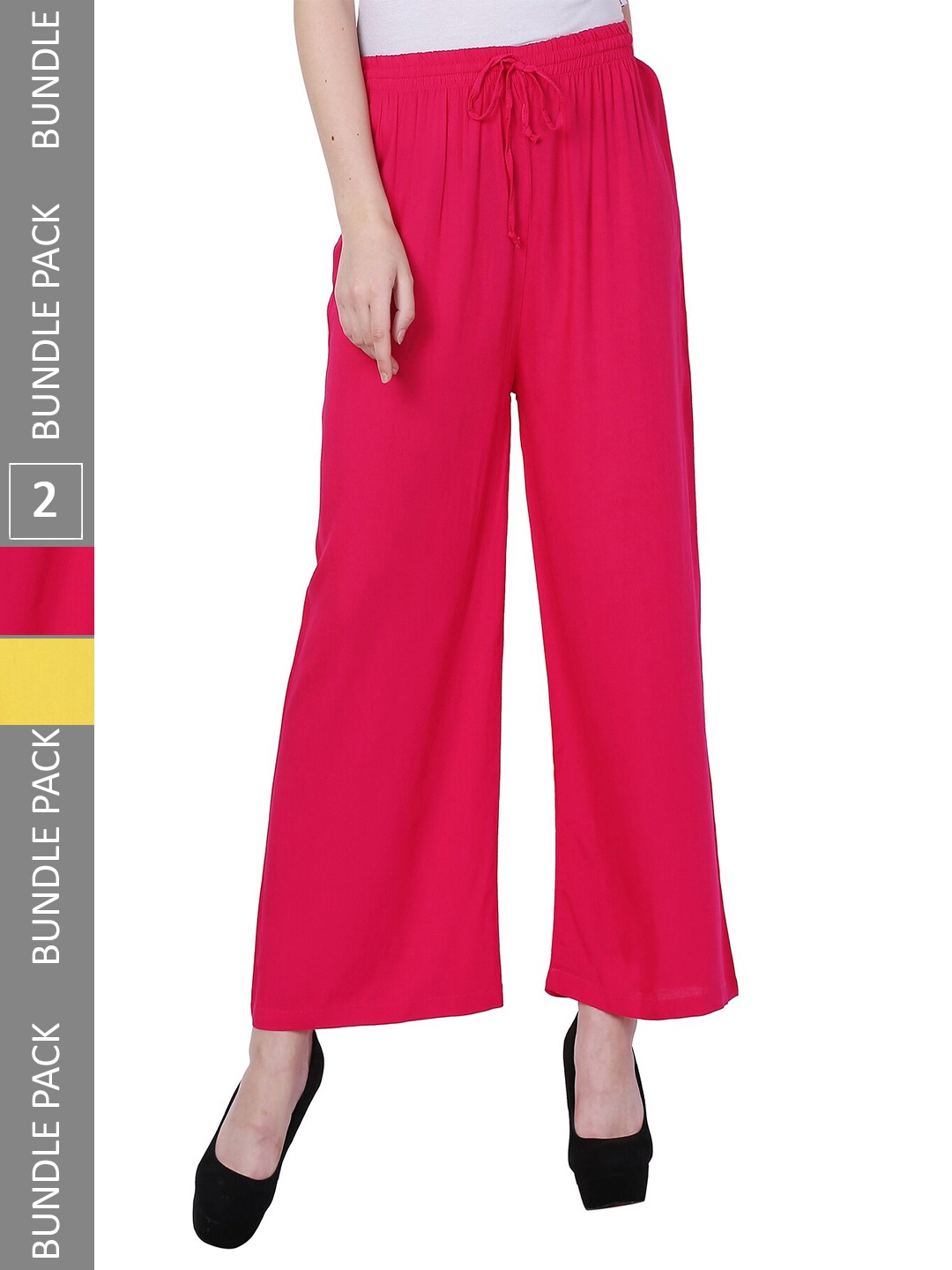 

IndiWeaves Women Pack Of 2 Straight Fit Palazzos, Yellow