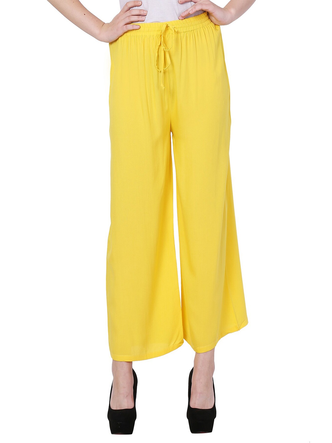 

IndiWeaves Women Straight Fit Palazzos, Yellow