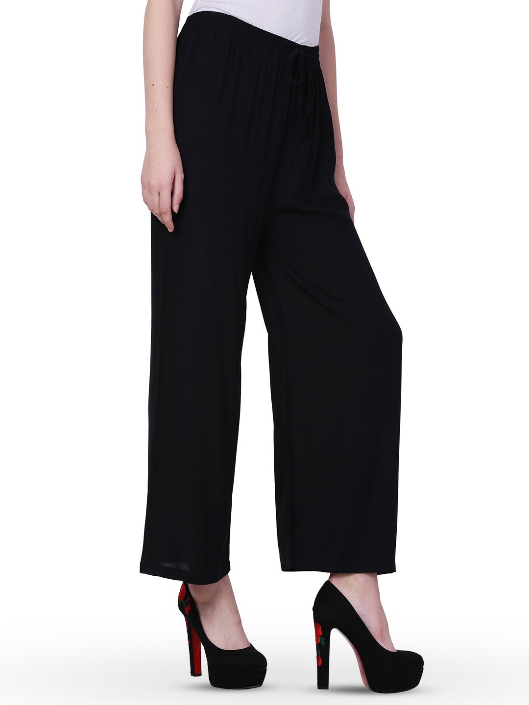 

IndiWeaves Women Straight Palazzos, Black