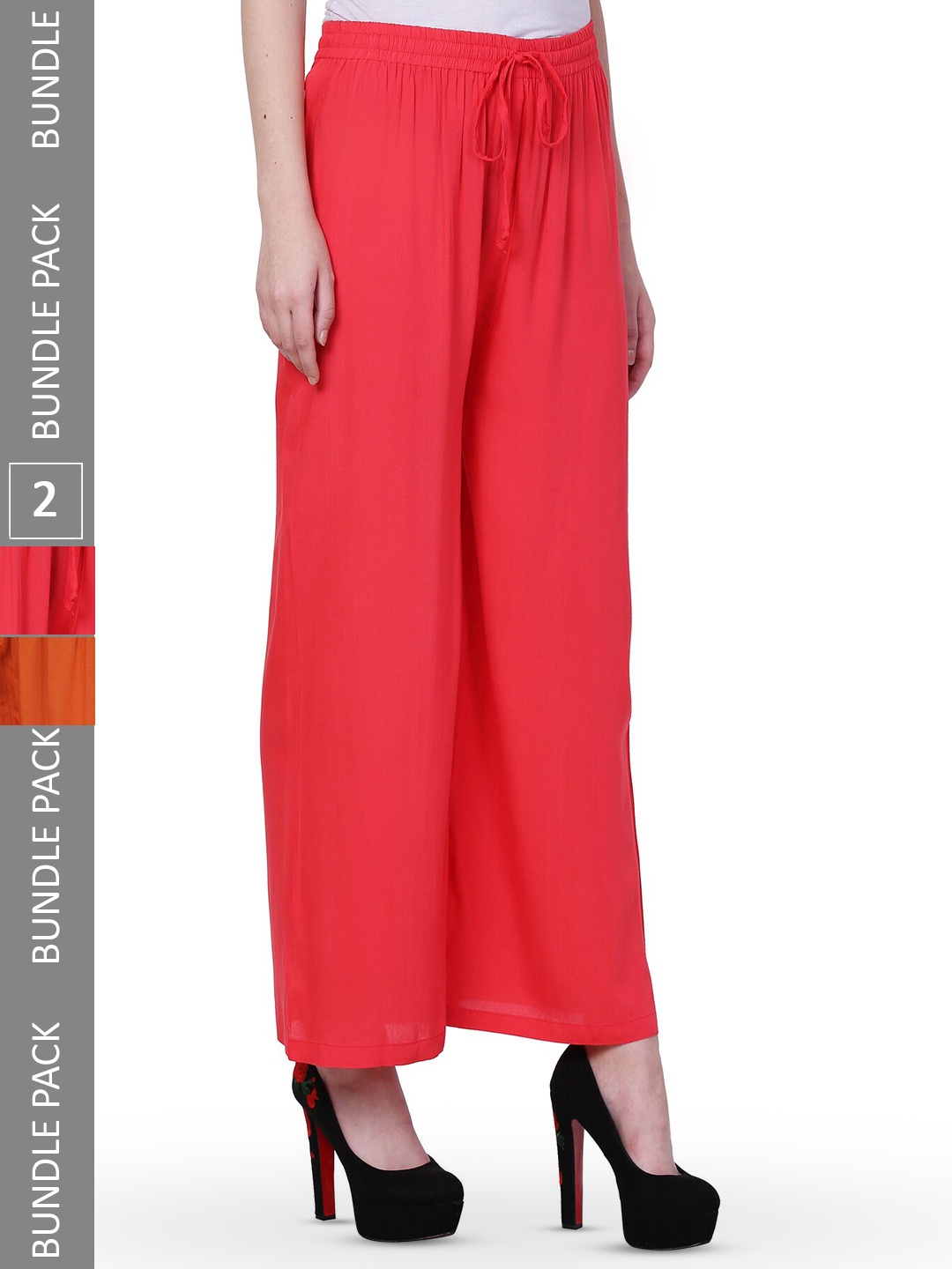 

IndiWeaves Women Pack Of 2 Palazzos, Coral
