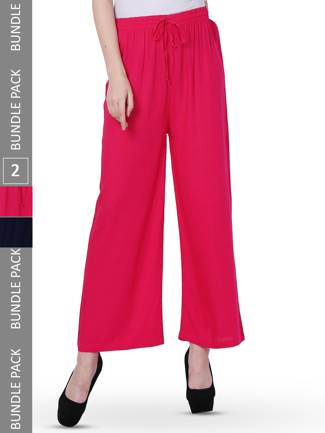 

IndiWeaves Women Pack Of 2 Palazzos, Navy blue