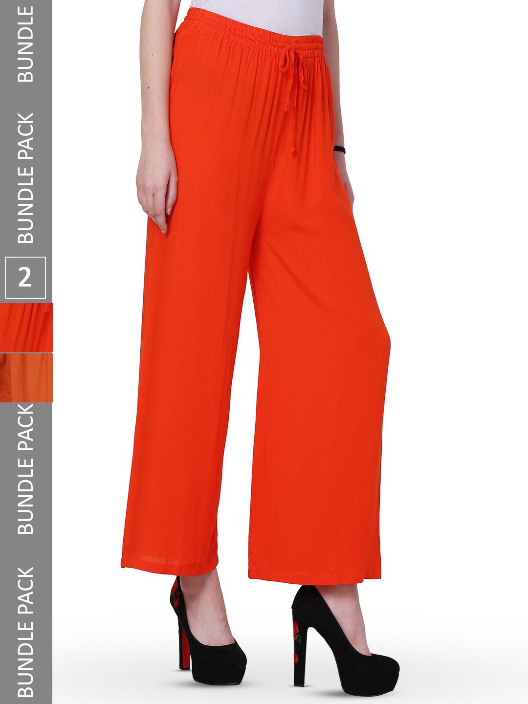 

IndiWeaves Women Pack Of 2 Palazzos, Red