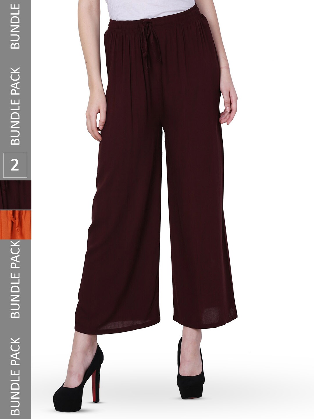 

IndiWeaves Women Pack Of 2 Palazzos, Brown