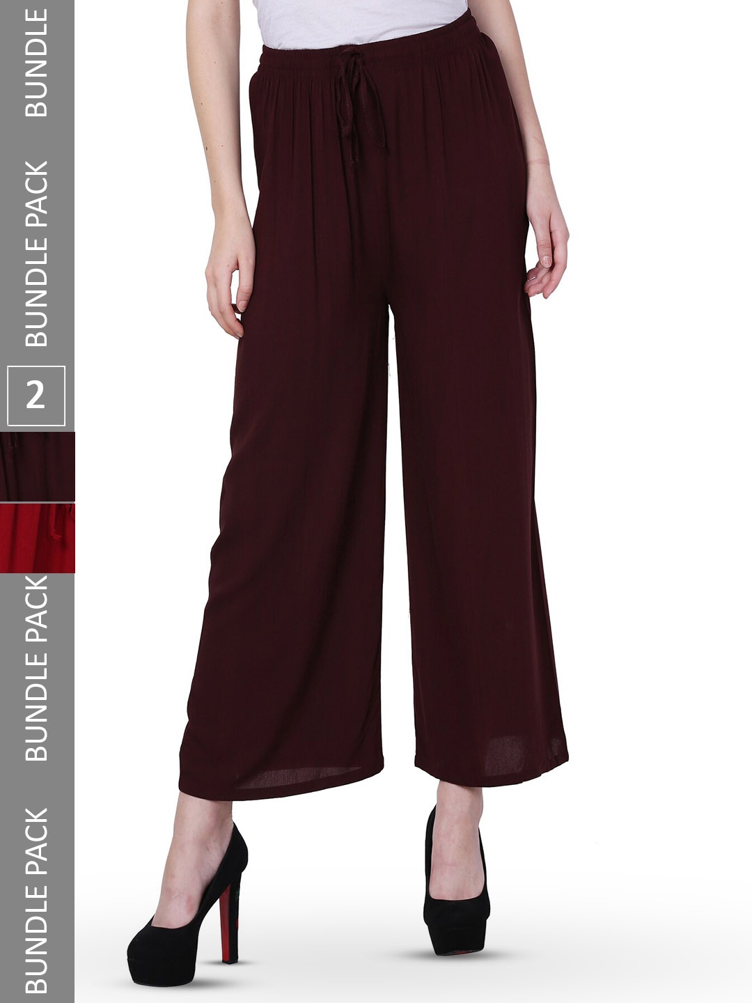 

IndiWeaves Women Pack Of 2 Palazzos, Maroon