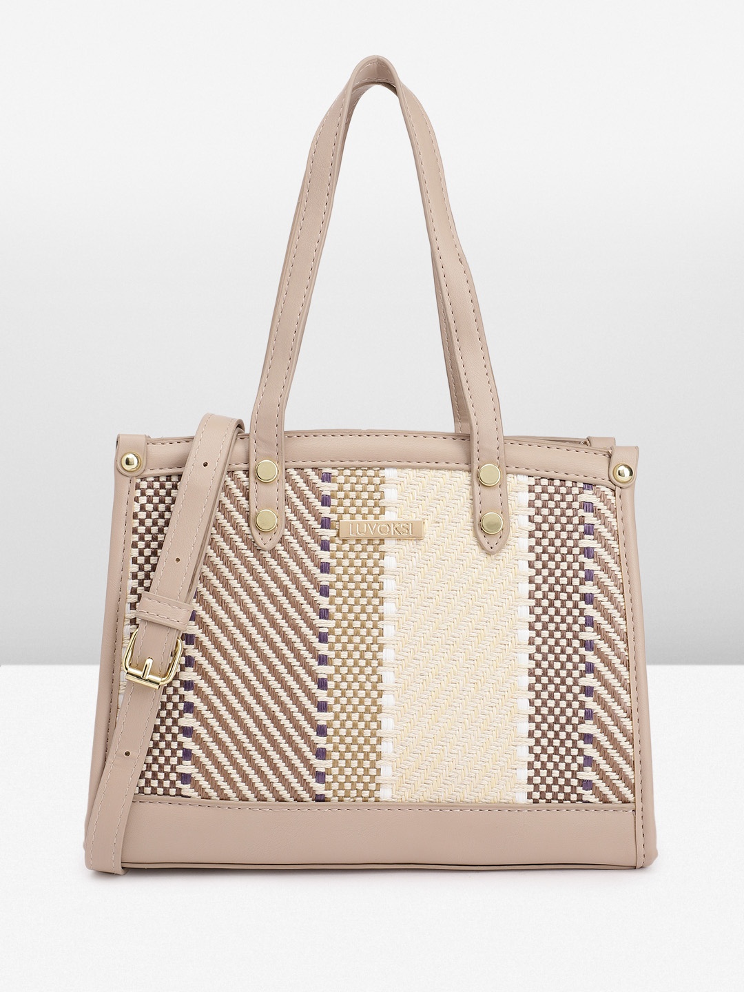 

Luvoksi Women Textured PU Structured Satchel, Beige