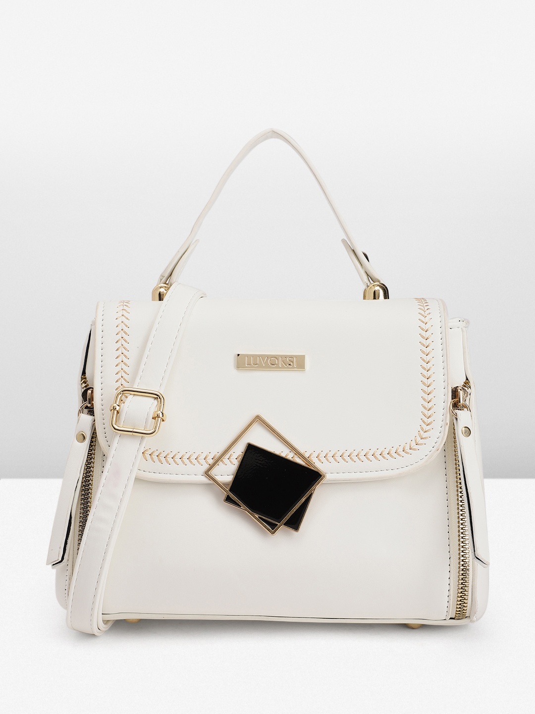 

Luvoksi Women PU Structured Sling Bag, White