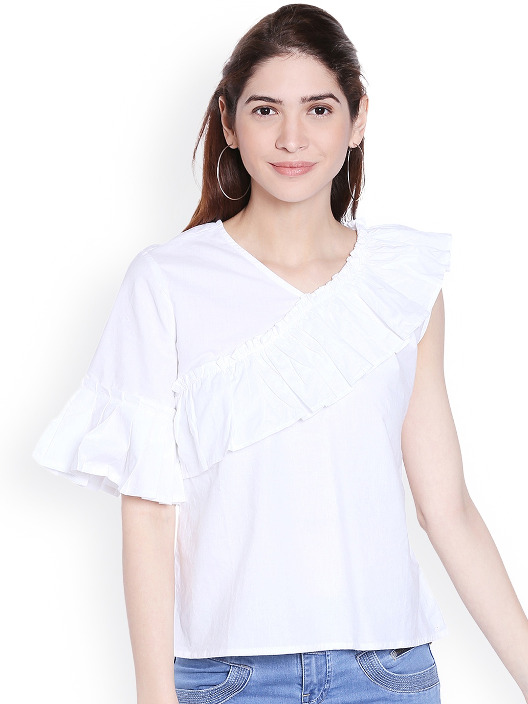 

Globus Women White Solid Boxy Top