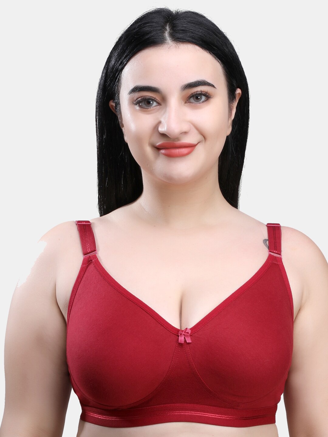

SKDREAMS Non Padded Full Coverage All Day Comfort Seamless T-Shirt Bra, Maroon