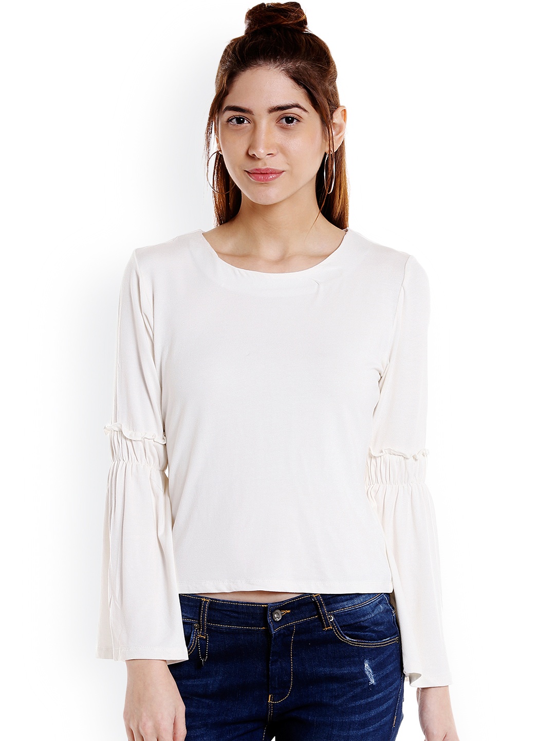 

Globus Women Off-White Solid Top