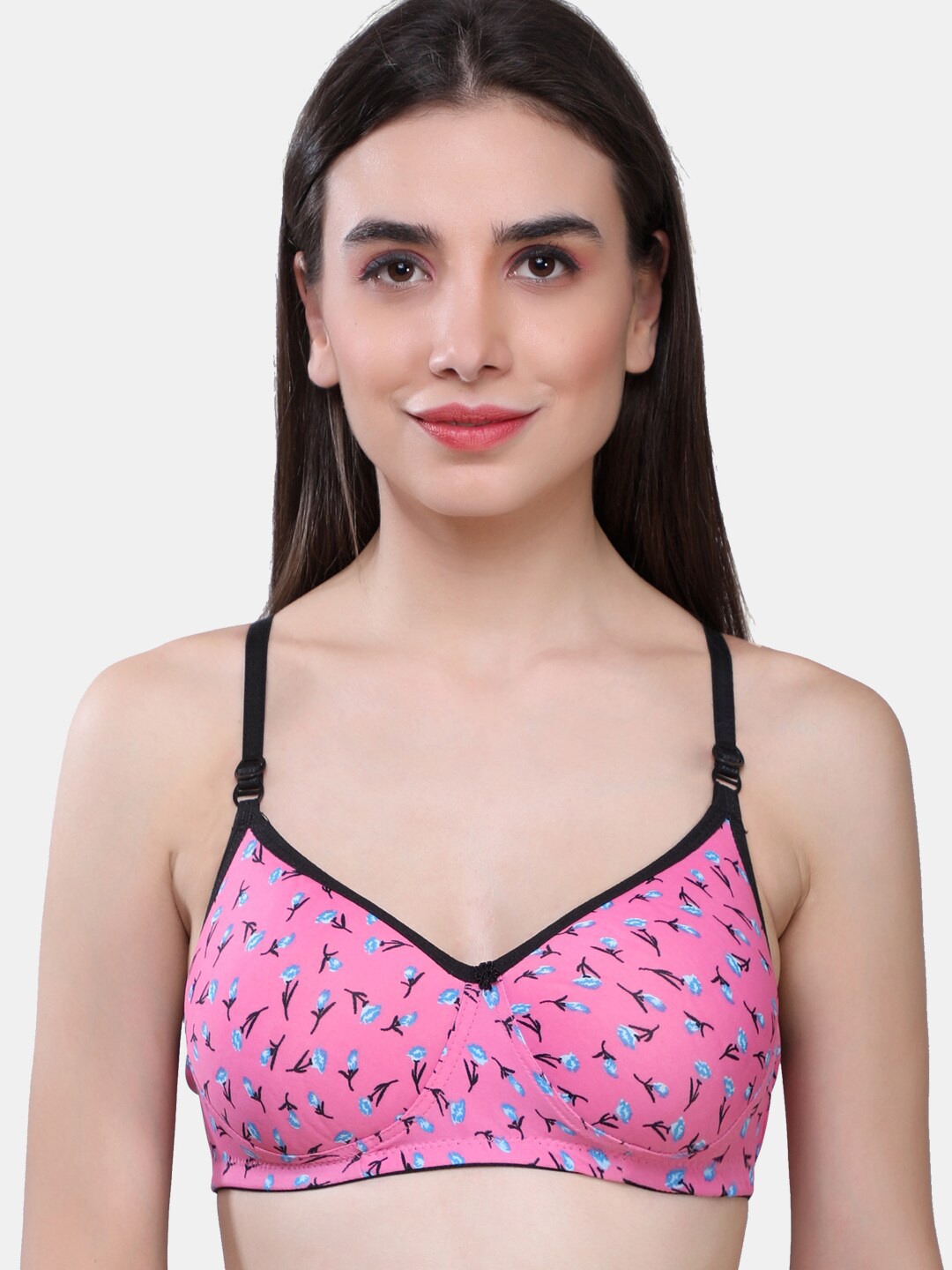 

SKDREAMS Printed Heavily Padded Full Coverage All Day Comfort Seamless Everyday Bra, Pink