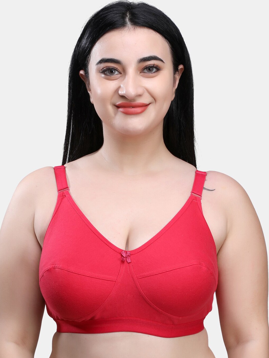 

SKDREAMS Full Coverage Non Padded Cotton Everyday Bra, Red