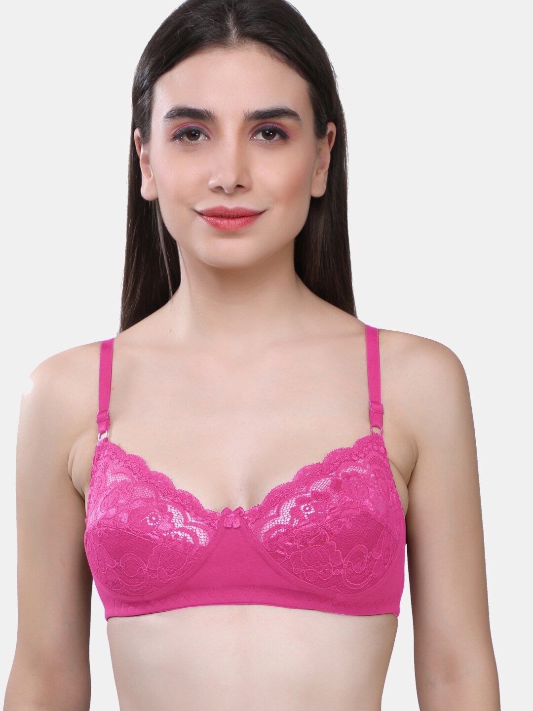 

SKDREAMS Medium Coverage Non-Padded Balconette Bra, Rose