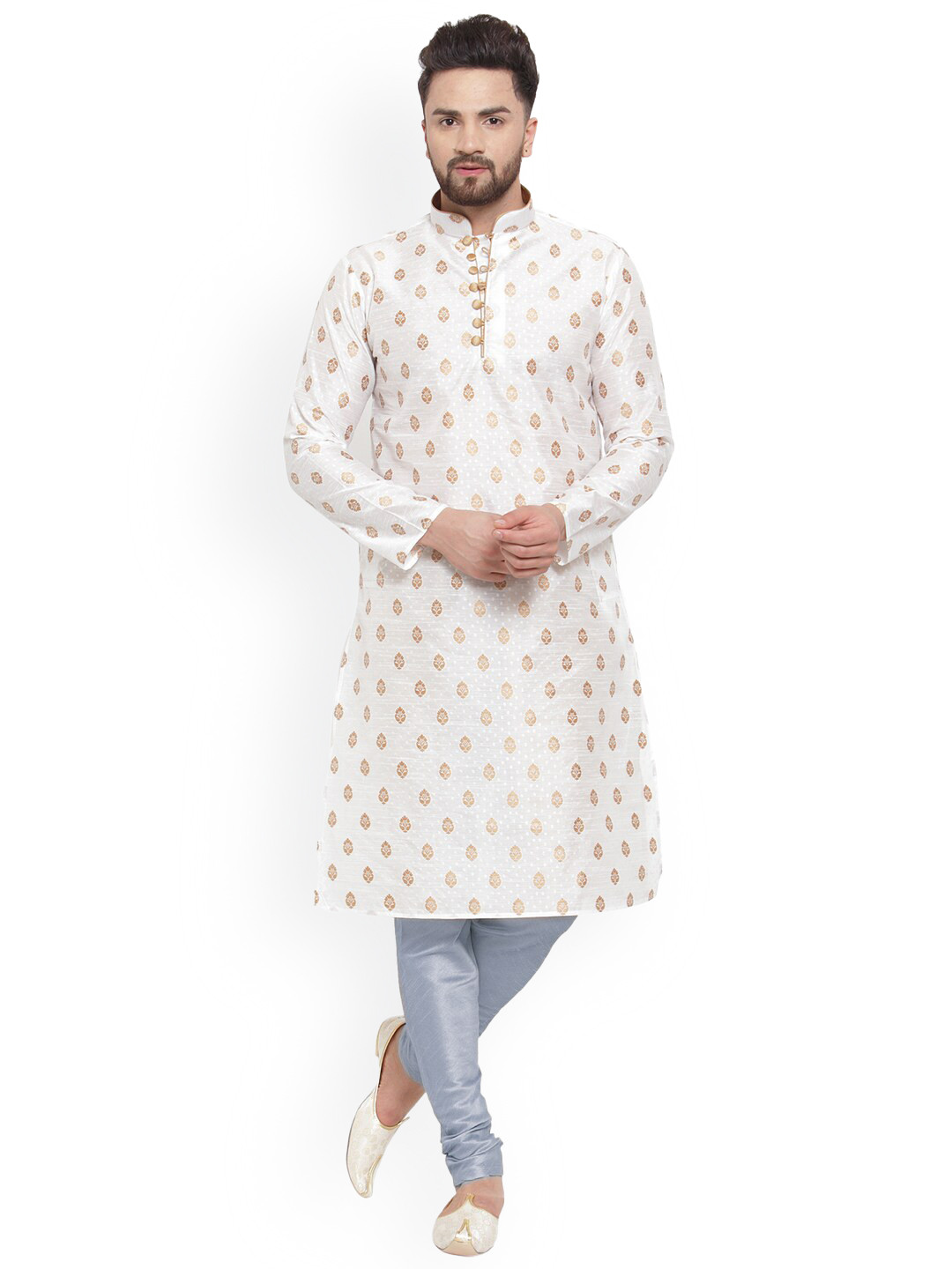 

Larwa Ethnic Motifs Woven Design Kurta With Churidar, White